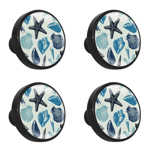 4 Pcs Sea Shells Knobs for Kitchen Cabinet Cupboard Dresser Bookcase Drawer Pulls Handles Round Home Decor