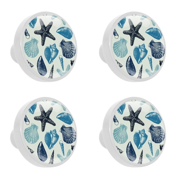 4 Pcs Sea Shells Knobs for Kitchen Cabinet Cupboard Dresser Bookcase Drawer Pulls Handles Round Home Decor
