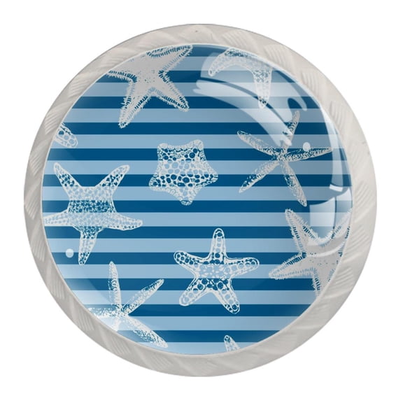 4 Pcs Sea Star Fish Knobs for Kitchen Cabinet Cupboard Dresser Bookcase Drawer Pulls Handles Round Home Decor