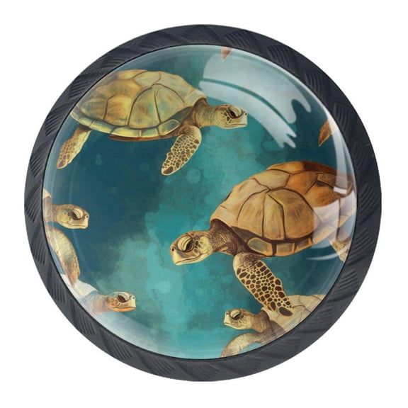 4 Pcs Sea Turtle Knobs for Kitchen Cabinet Cupboard Dresser Bookcase Drawer Pulls Handles Round Home Decor