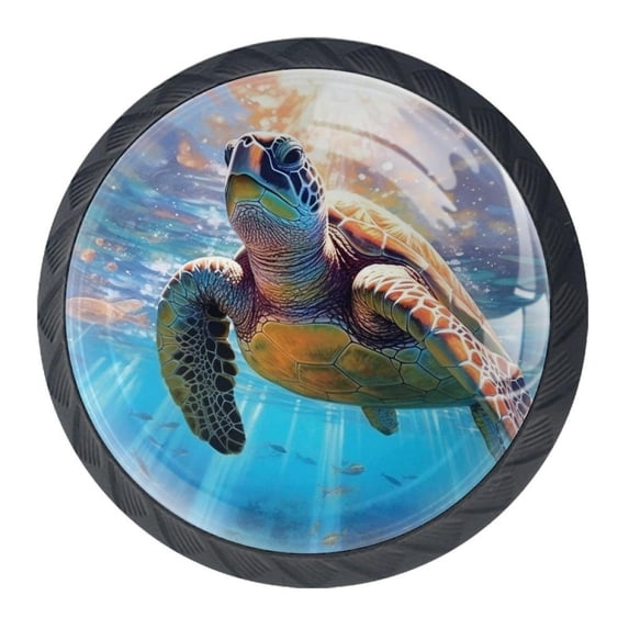 4 Pcs Sea Turtle Knobs for Kitchen Cabinet Cupboard Dresser Bookcase Drawer Pulls Handles Round Home Decor