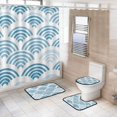 4 Pcs Sea Wave Bathroom Shower Curtain Set with 12 Hooks Bath Mat