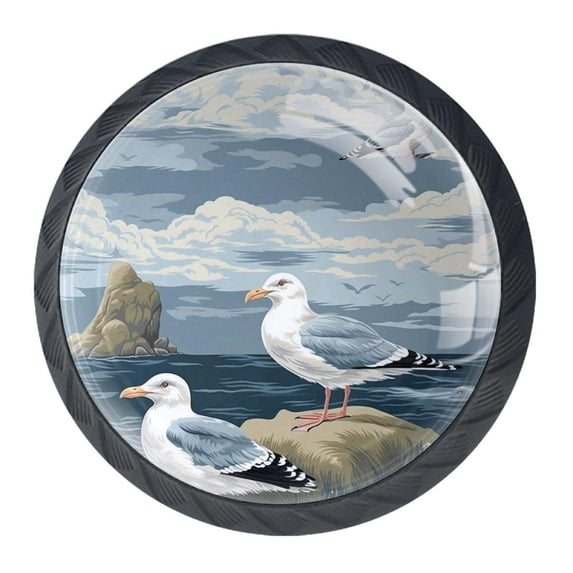 4 Pcs Seagull Knobs for Kitchen Cabinet Cupboard Dresser Bookcase Drawer Pulls Handles Round Home Decor