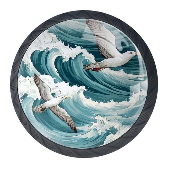 4 Pcs Seagull Knobs for Kitchen Cabinet Cupboard Dresser Bookcase Drawer Pulls Handles Round Home Decor