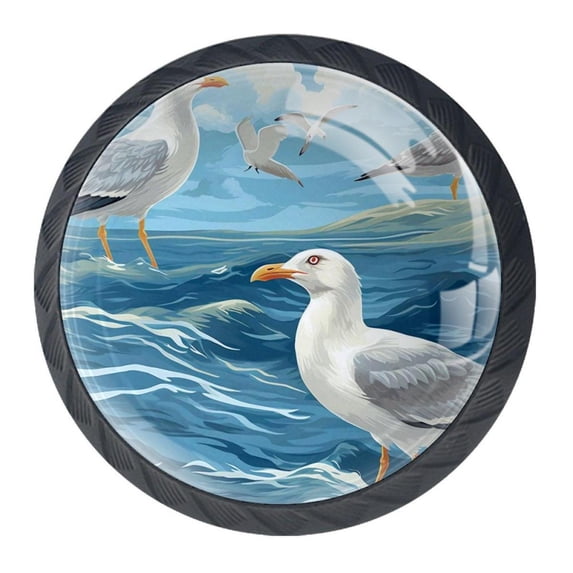 4 Pcs Seagull Knobs for Kitchen Cabinet Cupboard Dresser Bookcase Drawer Pulls Handles Round Home Decor