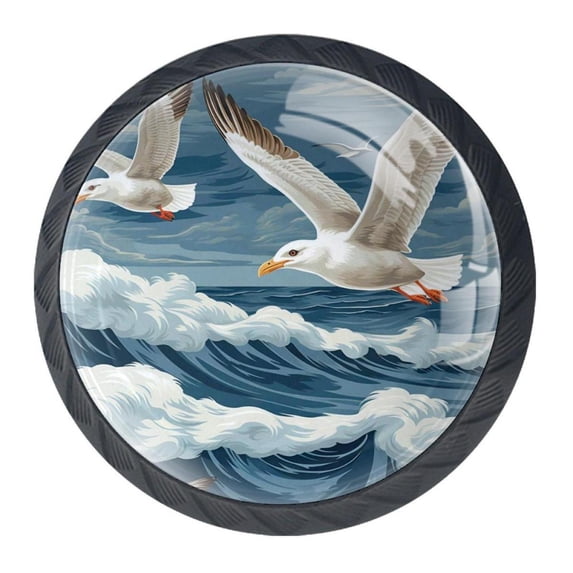 4 Pcs Seagull Knobs for Kitchen Cabinet Cupboard Dresser Bookcase Drawer Pulls Handles Round Home Decor