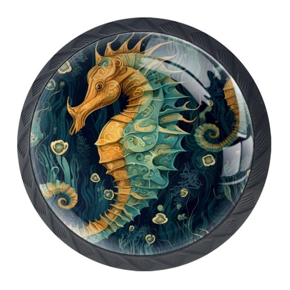 4 Pcs Seahorse Knobs for Kitchen Cabinet Cupboard Dresser Bookcase Drawer Pulls Handles Round Home Decor