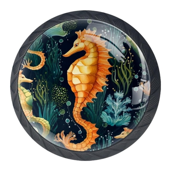 4 Pcs Seahorse Knobs for Kitchen Cabinet Cupboard Dresser Bookcase Drawer Pulls Handles Round Home Decor