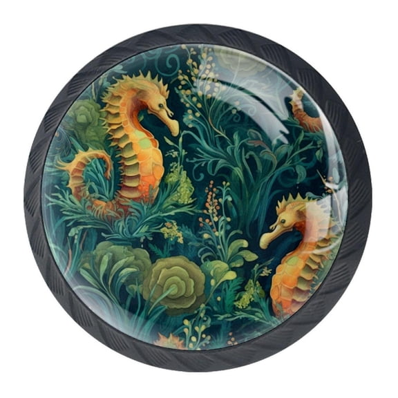 4 Pcs Seahorse Knobs for Kitchen Cabinet Cupboard Dresser Bookcase Drawer Pulls Handles Round Home Decor