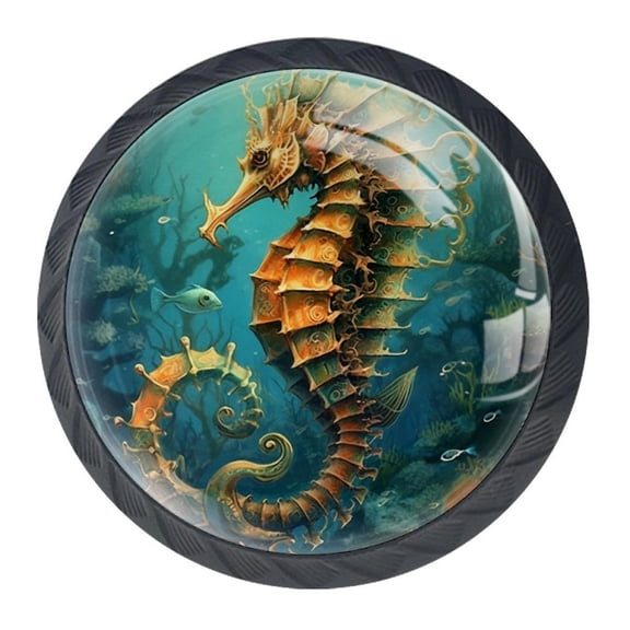 4 Pcs Seahorse Knobs for Kitchen Cabinet Cupboard Dresser Bookcase Drawer Pulls Handles Round Home Decor