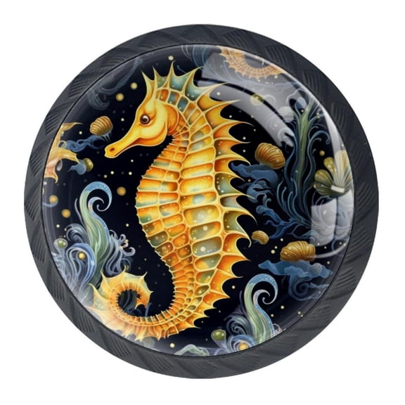 4 Pcs Seahorse Knobs for Kitchen Cabinet Cupboard Dresser Bookcase Drawer Pulls Handles Round Home Decor