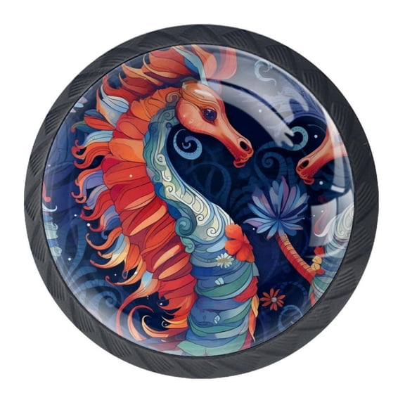 4 Pcs Seahorse Knobs for Kitchen Cabinet Cupboard Dresser Bookcase Drawer Pulls Handles Round Home Decor