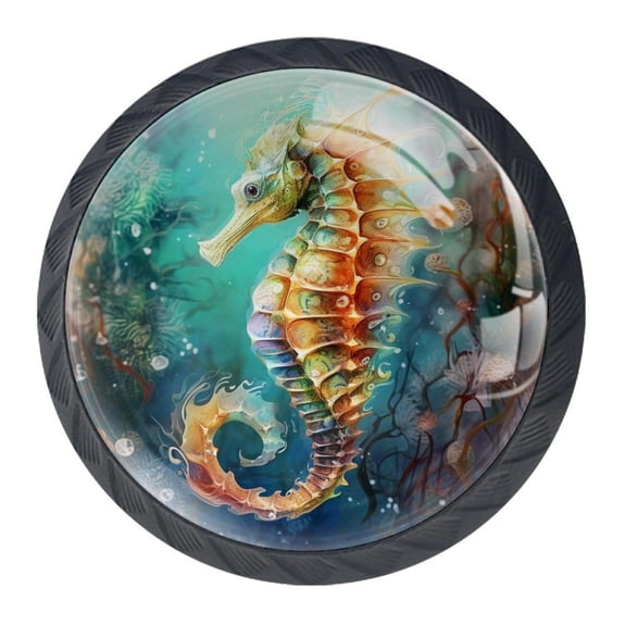 4 Pcs Seahorse Knobs for Kitchen Cabinet Cupboard Dresser Bookcase Drawer Pulls Handles Round Home Decor