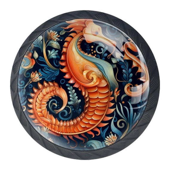 4 Pcs Seahorse Knobs for Kitchen Cabinet Cupboard Dresser Bookcase Drawer Pulls Handles Round Home Decor