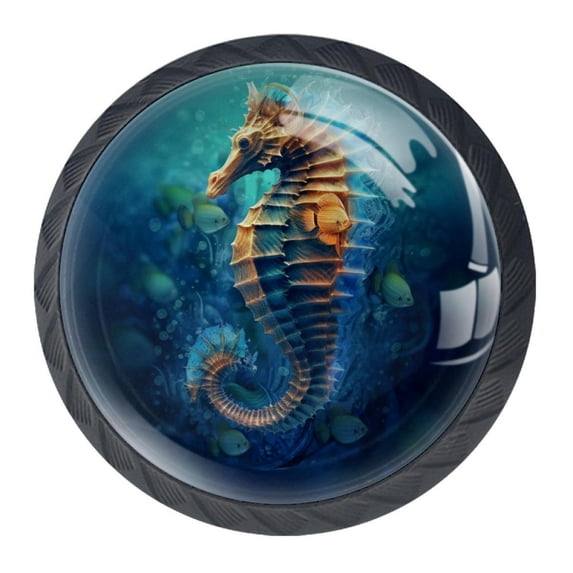 4 Pcs Seahorse Knobs for Kitchen Cabinet Cupboard Dresser Bookcase Drawer Pulls Handles Round Home Decor