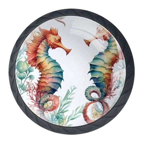 4 Pcs Seahorse Knobs for Kitchen Cabinet Cupboard Dresser Bookcase Drawer Pulls Handles Round Home Decor