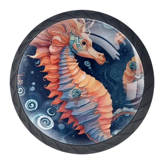 4 Pcs Seahorse Knobs for Kitchen Cabinet Cupboard Dresser Bookcase Drawer Pulls Handles Round Home Decor