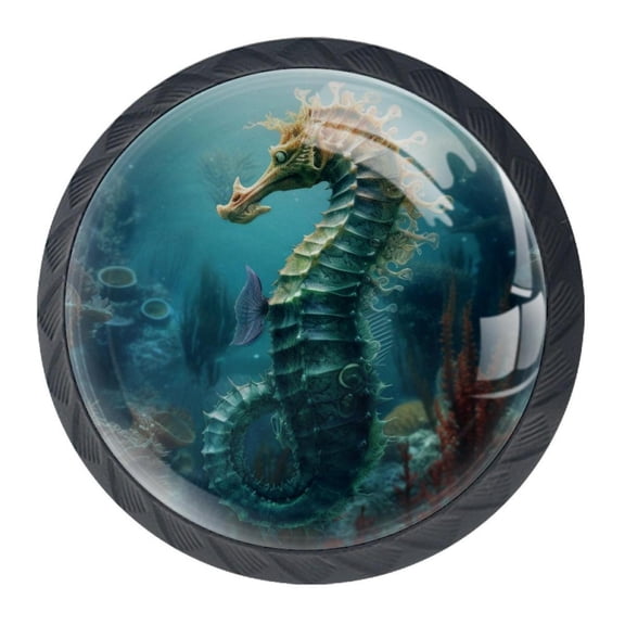 4 Pcs Seahorse Knobs for Kitchen Cabinet Cupboard Dresser Bookcase Drawer Pulls Handles Round Home Decor