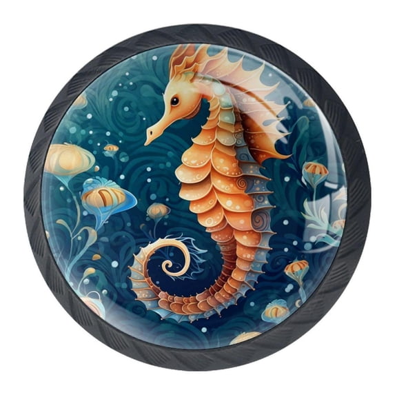 4 Pcs Seahorse Knobs for Kitchen Cabinet Cupboard Dresser Bookcase Drawer Pulls Handles Round Home Decor