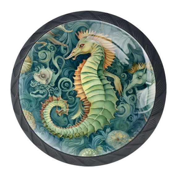 4 Pcs Seahorse Knobs for Kitchen Cabinet Cupboard Dresser Bookcase Drawer Pulls Handles Round Home Decor