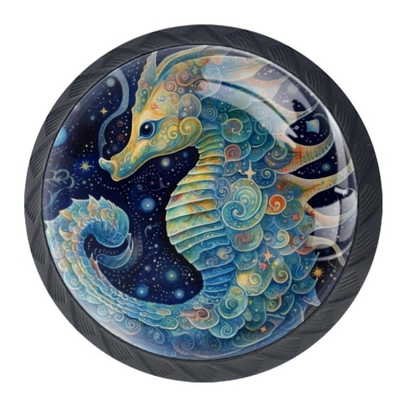 4 Pcs Seahorse Knobs for Kitchen Cabinet Cupboard Dresser Bookcase Drawer Pulls Handles Round Home Decor