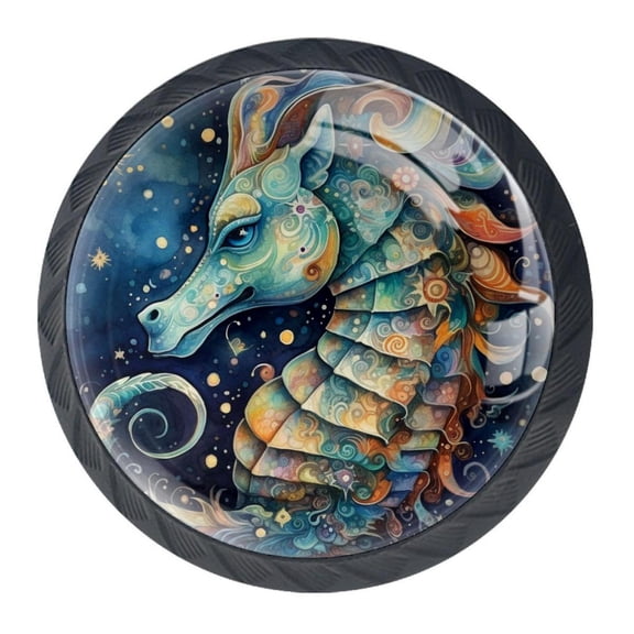 4 Pcs Seahorse Knobs for Kitchen Cabinet Cupboard Dresser Bookcase Drawer Pulls Handles Round Home Decor