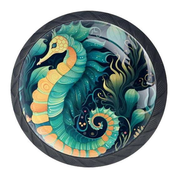 4 Pcs Seahorse Knobs for Kitchen Cabinet Cupboard Dresser Bookcase Drawer Pulls Handles Round Home Decor
