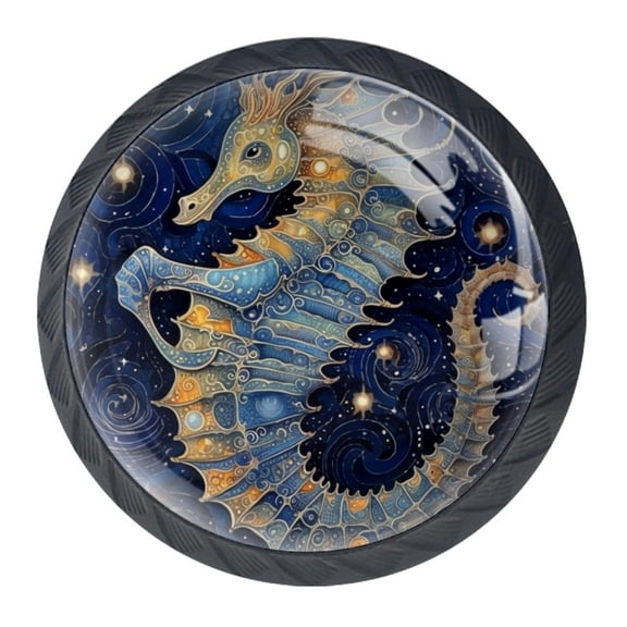 4 Pcs Seahorse Knobs for Kitchen Cabinet Cupboard Dresser Bookcase Drawer Pulls Handles Round Home Decor