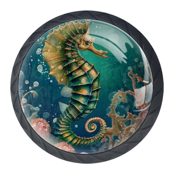 4 Pcs Seahorse Knobs for Kitchen Cabinet Cupboard Dresser Bookcase Drawer Pulls Handles Round Home Decor