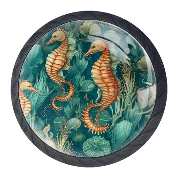 4 Pcs Seahorse Knobs for Kitchen Cabinet Cupboard Dresser Bookcase Drawer Pulls Handles Round Home Decor