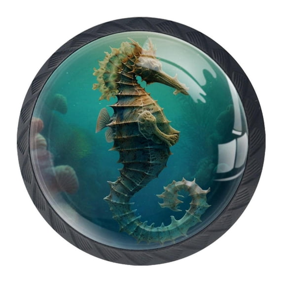 4 Pcs Seahorse Knobs for Kitchen Cabinet Cupboard Dresser Bookcase Drawer Pulls Handles Round Home Decor