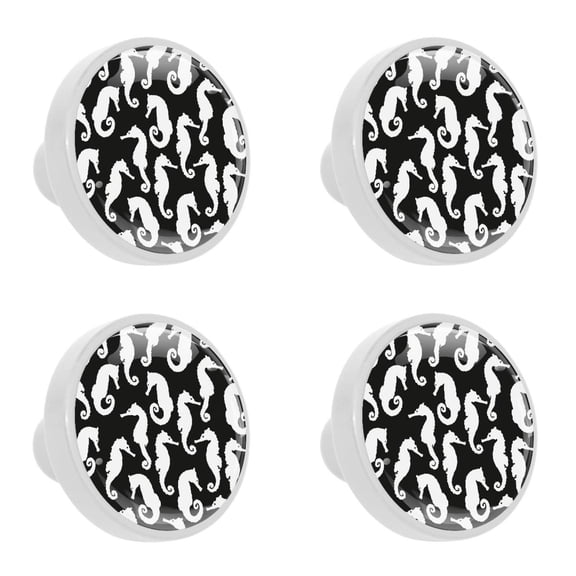 4 Pcs Seahorse Knobs for Kitchen Cabinet Cupboard Dresser Bookcase Drawer Pulls Handles Round Home Decor