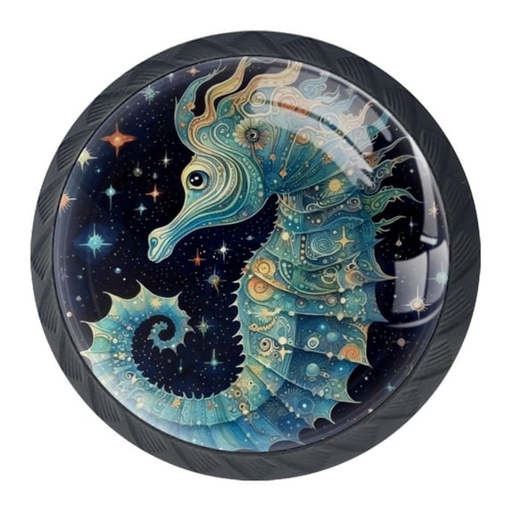 4 Pcs Seahorse Knobs for Kitchen Cabinet Cupboard Dresser Bookcase Drawer Pulls Handles Round Home Decor