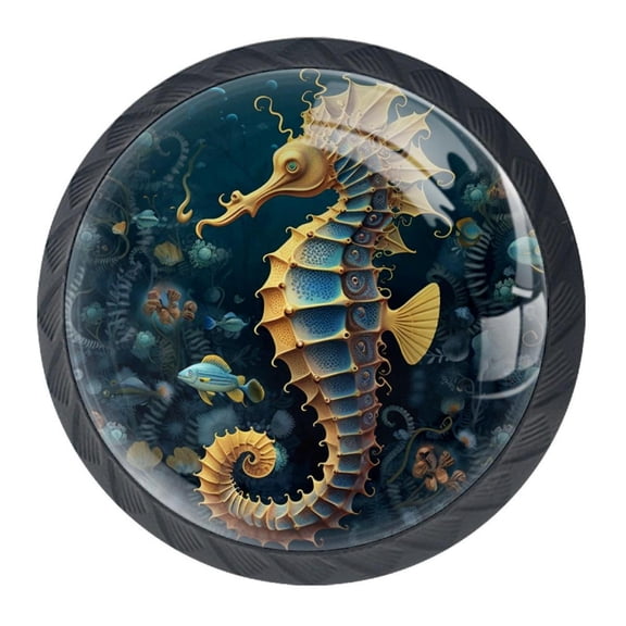 4 Pcs Seahorse Knobs for Kitchen Cabinet Cupboard Dresser Bookcase Drawer Pulls Handles Round Home Decor