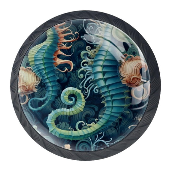 4 Pcs Seahorse Knobs for Kitchen Cabinet Cupboard Dresser Bookcase Drawer Pulls Handles Round Home Decor