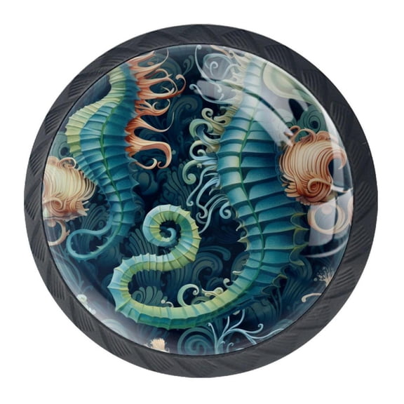 4 Pcs Seahorse Knobs for Kitchen Cabinet Cupboard Dresser Bookcase Drawer Pulls Handles Round Home Decor