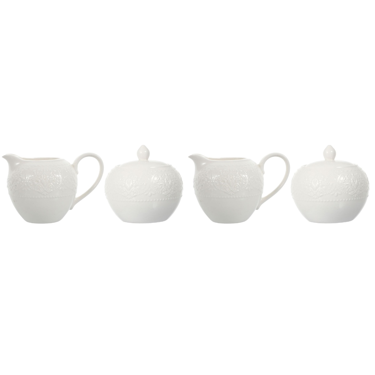 4 Pcs Sealed Container Cofee Creamer Milk Jug Sugar Bowl Set Ceramic
