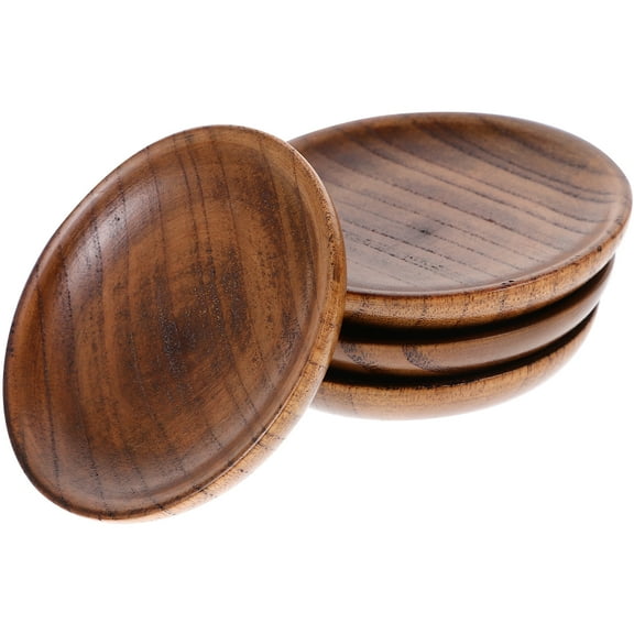 4pcs Mini Wooden Bowls for Dipping Sauce Round Shaped Dip Dishes