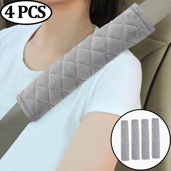 OFEFE 4 Pcs Seatbelt Covers Soft Auto Seat Belt Cover Seatbelt Shoulder Pad Cushions Universal Fit for All Cars and Backpack(Light Grey)