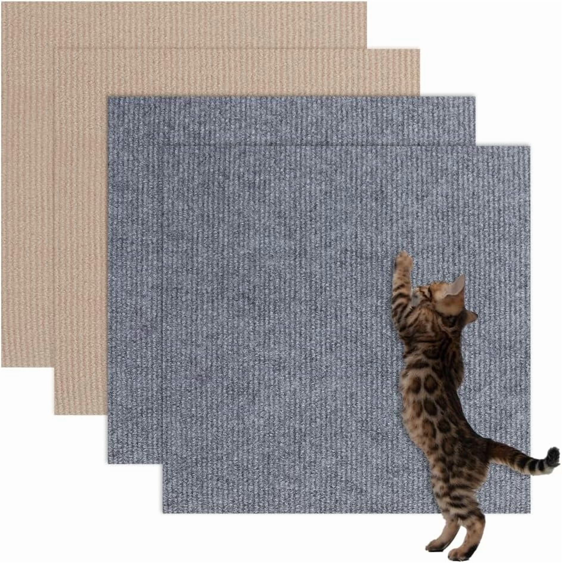 4 Pcs Self-Adhesive Cat Scratch Mats 11.8x11.8inch Gray/Tan Color DIY ...