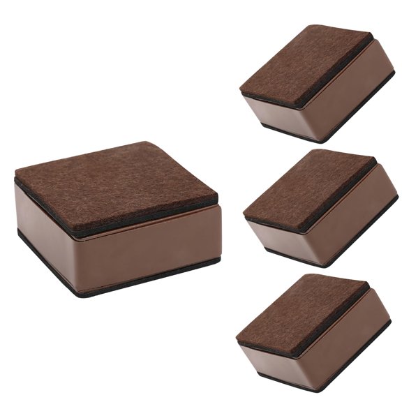 4 Pcs Self-Adhesive Furniture Risers, Square Furniture Bed Risers, Heavy Duty Carbon Steel Table Sofa Couch Chair Lift Risers with Felt Pad(Add 1.2" Height, Black)