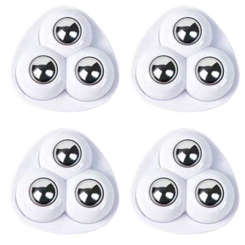 4 Pcs Self Adhesive Mini Caster Wheels for Small Appliances, 360Rotation Swivel Stainless Steel Rollers for Furniture Storage Bins Trash Can, 1.45x1.45 Inch, White