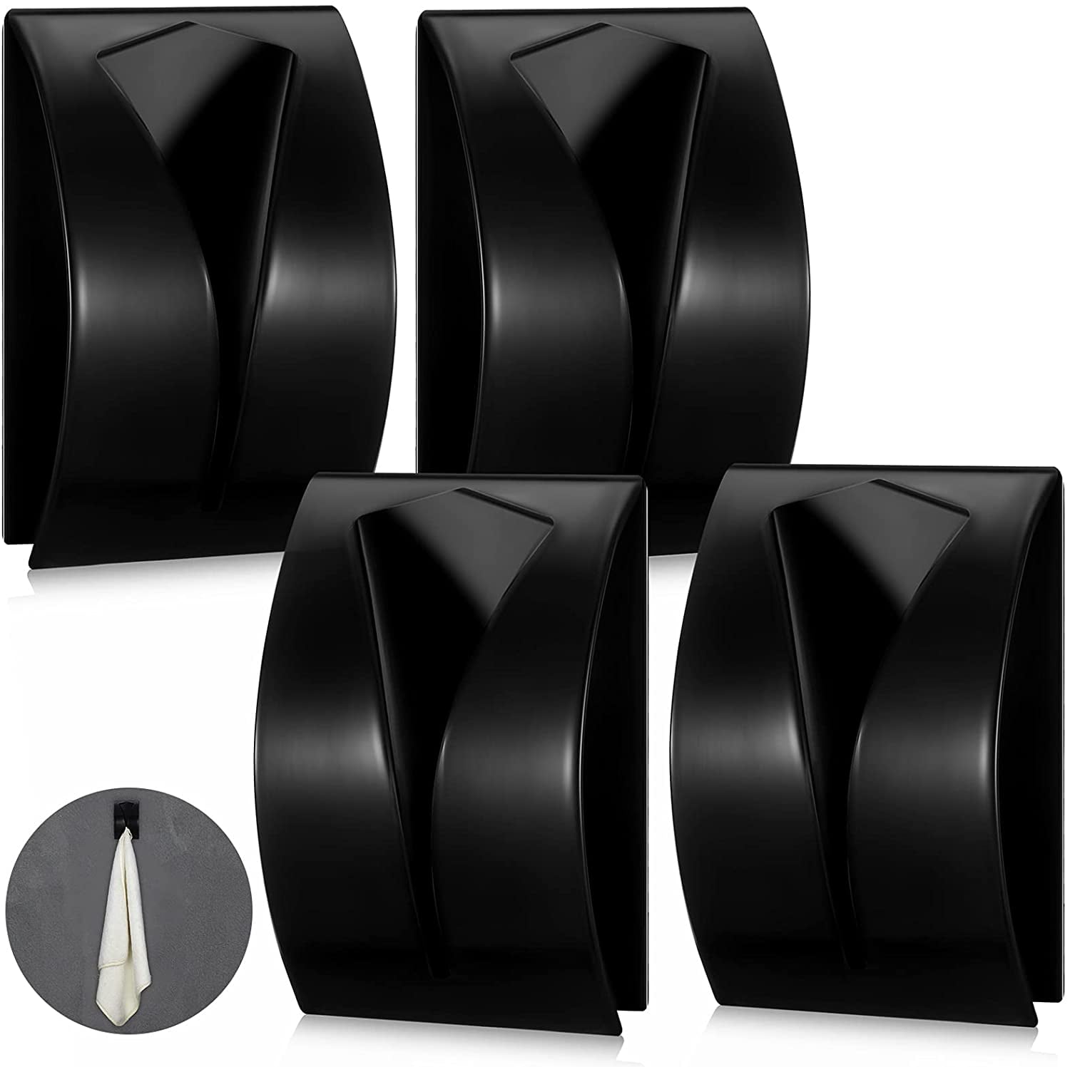 Ss Rack Self 4 Pcs Self Adhesive Towel Hook Holder Grabber Stainless Steel Kitchen ...