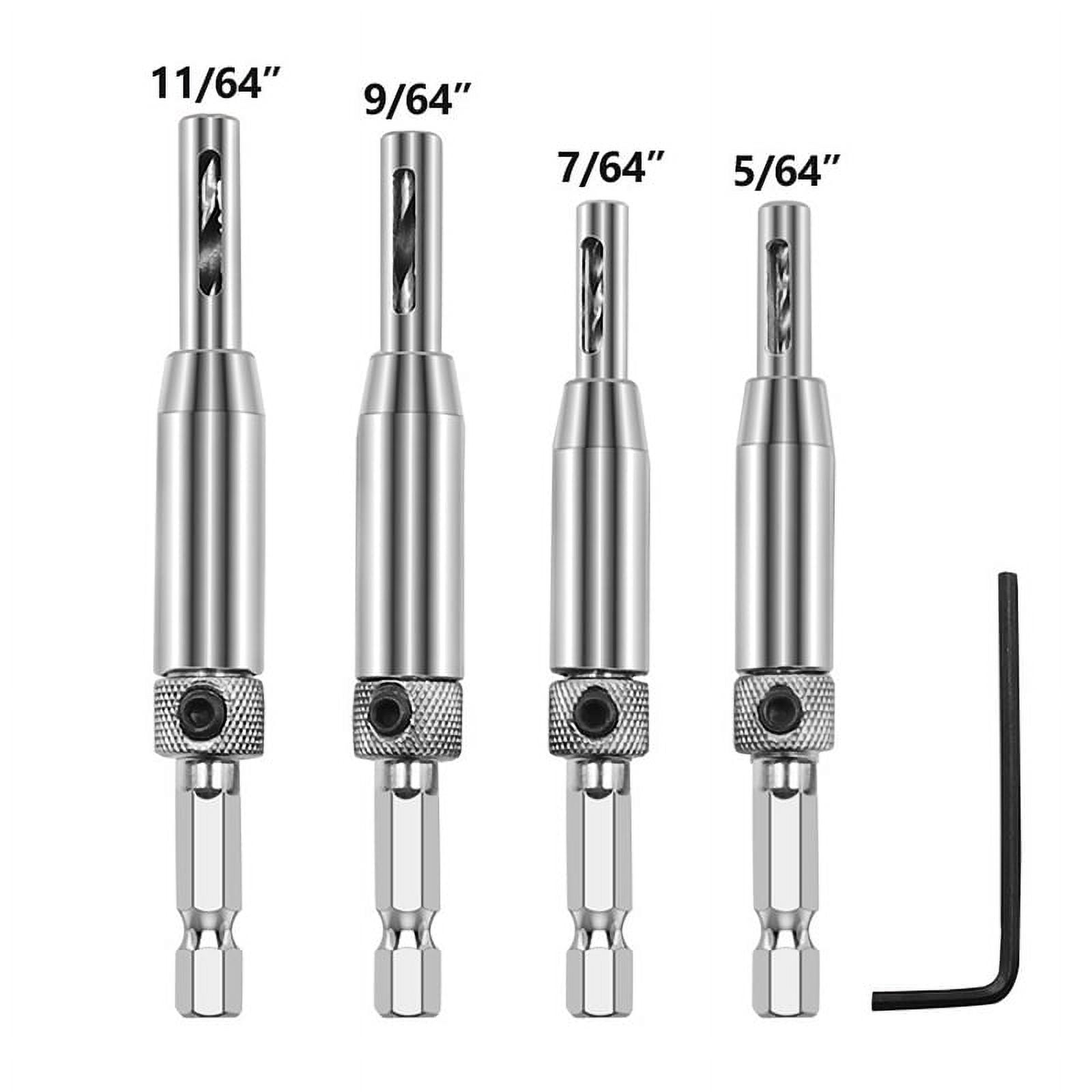 4 Pcs Self Centering Hinge Drill Bits Set Door Holes HSS Hex