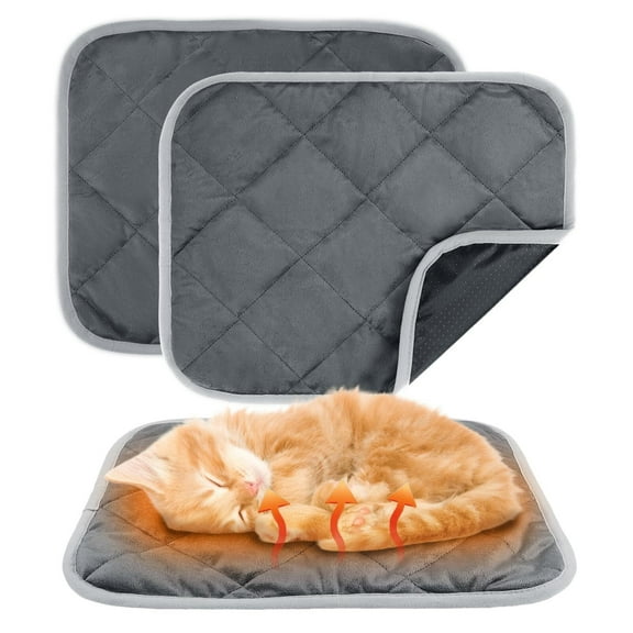 4 Pcs Self Warming Cat Bed Mat - 15.7X 19.7in Soft & Warm Self Heating Cat Pad, Washable Pet Bed Mats Reflect Body Heat with Non Slip Bottom for Indoor Cat Gifts