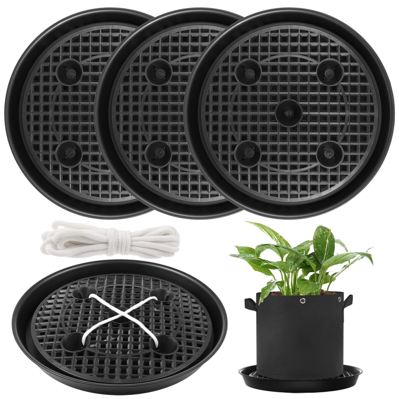 4 Pcs Self-Watering Fabric Pot Base, Elevated Plant Saucers,  Auto-Irrigation Water Delivery System, Automatic Watering Plant Saucers for  Plant Growth ...
