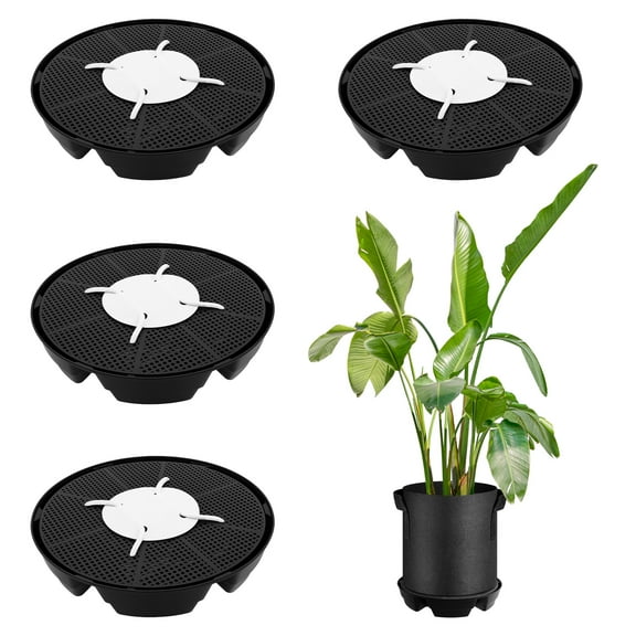 4 Pcs Self-Watering Plant Saucers 2.8L Large Capacity for Indoors Auto Watering System Fabric Pot Base, Plant Water Catcher Drip Tray Flower Pot Saucers for Greenhouse Grow Tents Grow Bags