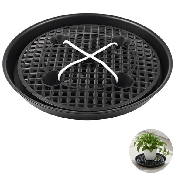 4 Pcs Self-Watering Plant Saucers with Elevated Base, Auto-Irrigation Water System, Fabric Pot Bases for Growth Bags, Flower Pot Trays for Planters
