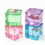 4 Pcs Ice Cube Squishy Stress Balls,Slow Rising Sensory Fidget Toy,Soft Sensory Anxiety Relief Squeeze Cube