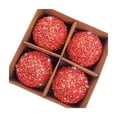 thumbnail image 1 of 4 Pcs Sequin Glitter Christmas Tree Ornaments, 3.15 Inch Shatterproof Plastic Hanging Baubles, Sparkly Red Xmas Decor for Holiday Home Party, 1 of 4